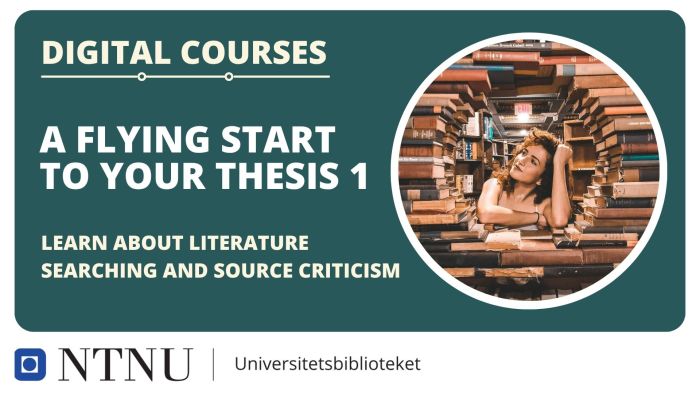 A Flying Start to Your Thesis 1: Learn About Literature Searching and Source Criticism